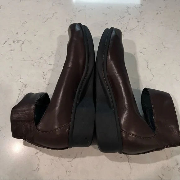 Dansko Lulu Dark Brown Leather Mary Janes Ankle Strap Wedges Size - Picture 7 of 16